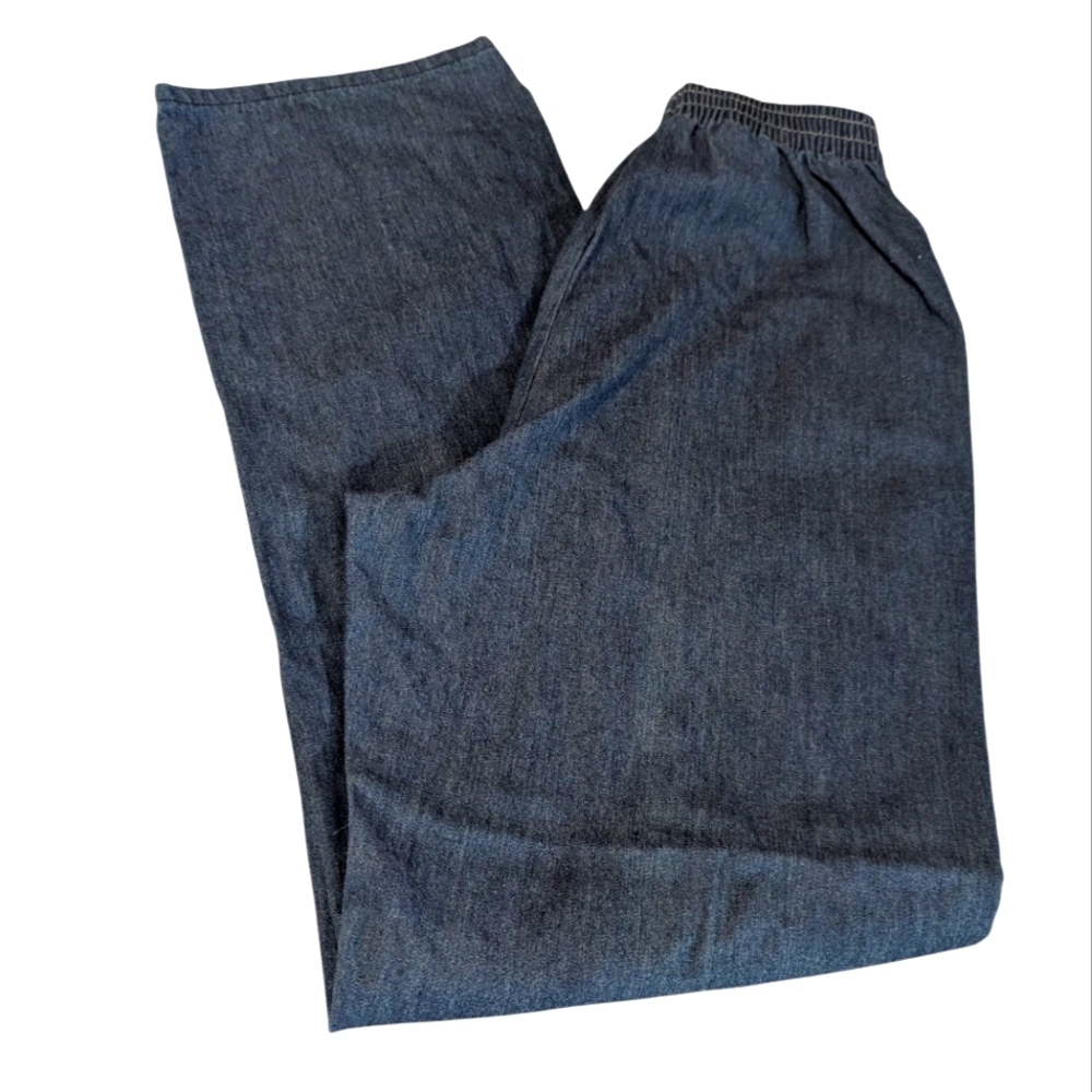 vintage 70's Women's Sears pull on Elastic Waist Blue Denim jeans Size 14